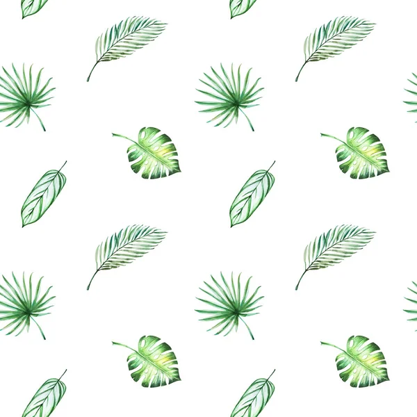 Illustration Motif Sans Couture Avec Des Feuilles Tropicales — Photo