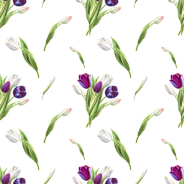 Tulips Background Illustration Seamless Pattern — Stock Photo, Image