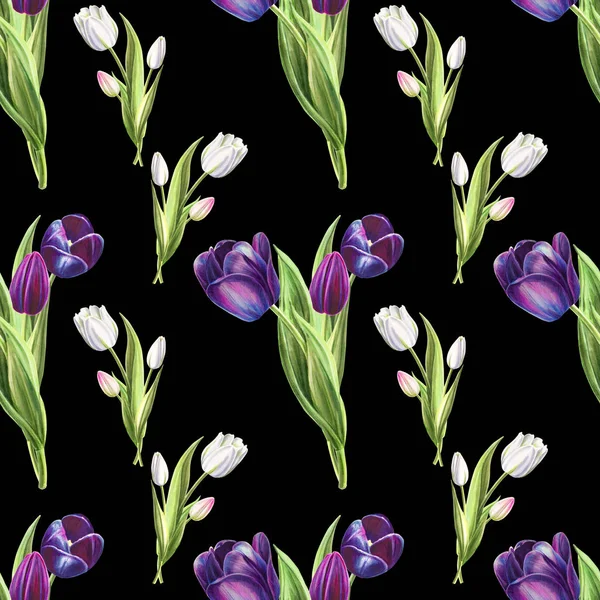 Tulpen Hintergrund Illustration Nahtlose Muster — Stockfoto