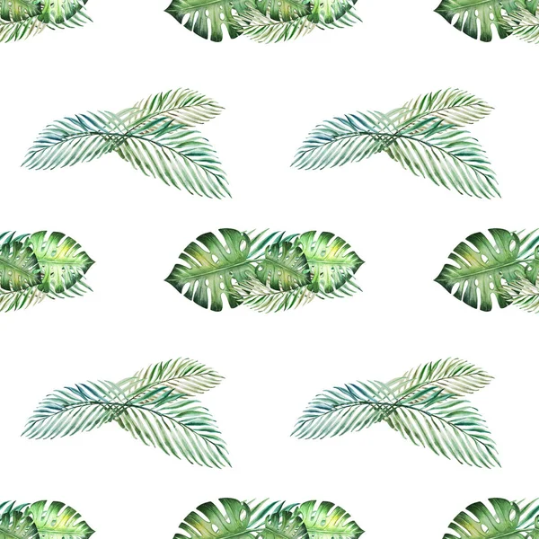Ilustração Padrão Sem Costura Com Folhas Tropicais — Fotografia de Stock