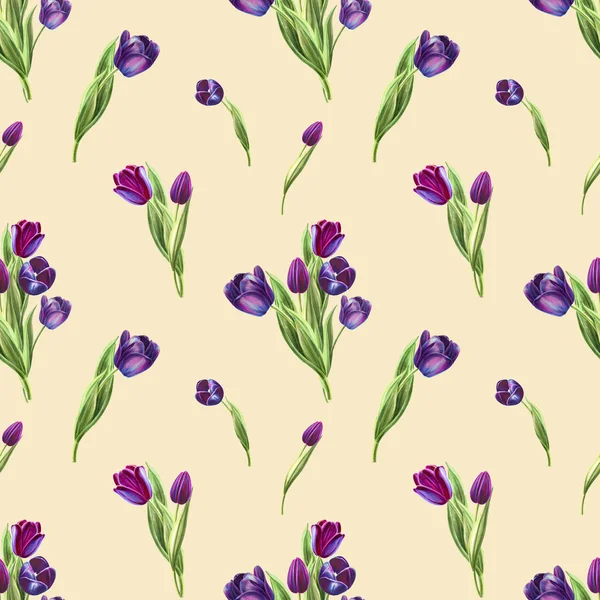 Tulpen Hintergrund Illustration Nahtlose Muster — Stockfoto