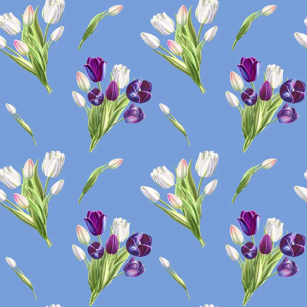 Tulips Background Illustration Seamless Pattern — Stock Photo, Image