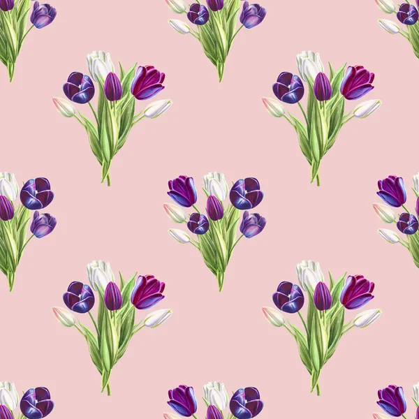 Tulpen Hintergrund Illustration Nahtlose Muster — Stockfoto