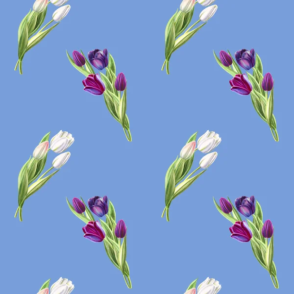 Tulips Background Illustration Seamless Pattern — Stock Photo, Image