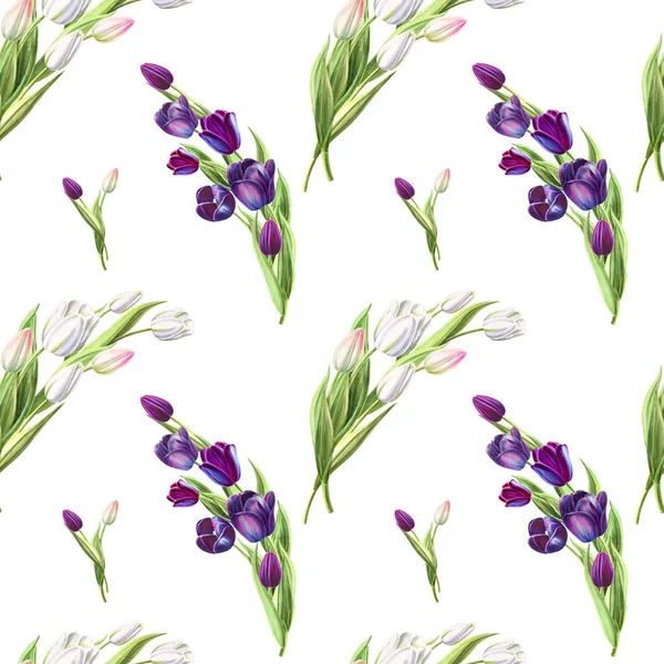 Tulpen Hintergrund Illustration Nahtlose Muster — Stockfoto