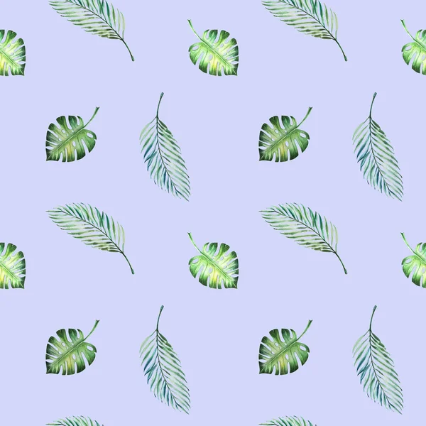 Illustration Motif Sans Couture Avec Des Feuilles Tropicales — Photo