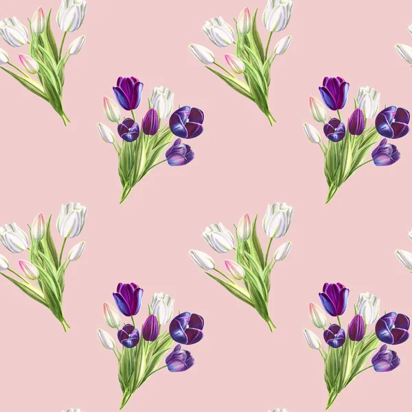 Tulpen Hintergrund Illustration Nahtlose Muster — Stockfoto