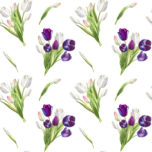 Tulpen Hintergrund Illustration Nahtlose Muster — Stockfoto