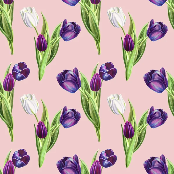 tulips background illustration, seamless pattern