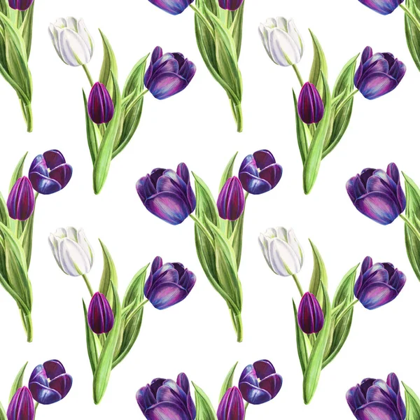 Tulpen Achtergrond Illustratie Naadloze Patroon — Stockfoto