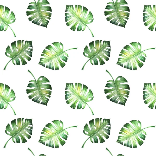 Nahtlose Musterillustration Mit Tropischen Blättern — Stockfoto