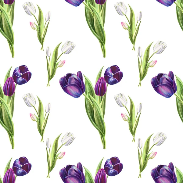 Tulips Background Illustration Seamless Pattern — Stock Photo, Image