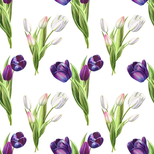 Tulips Background Illustration Seamless Pattern — Stock Photo, Image