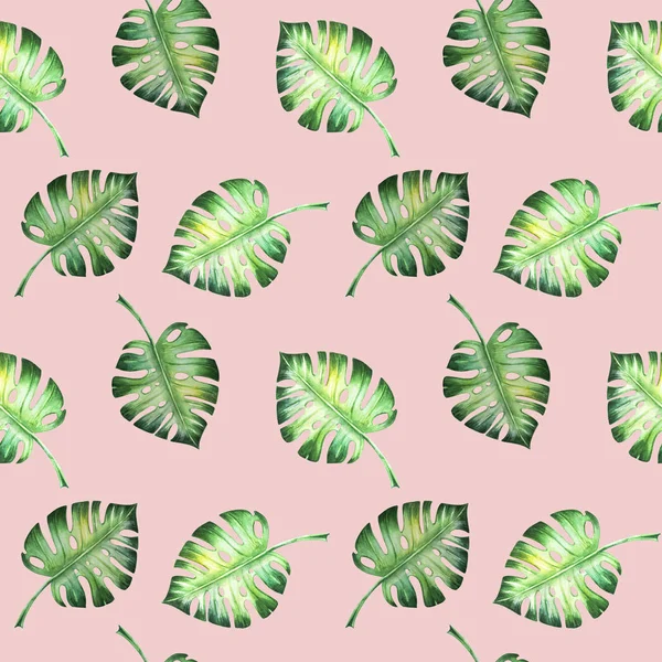 Illustration Motif Sans Couture Avec Des Feuilles Tropicales — Photo