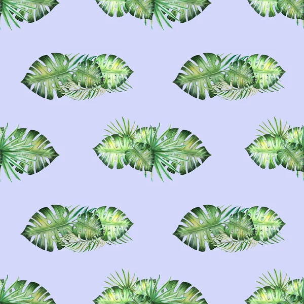 Nahtlose Musterillustration Mit Tropischen Blättern — Stockfoto