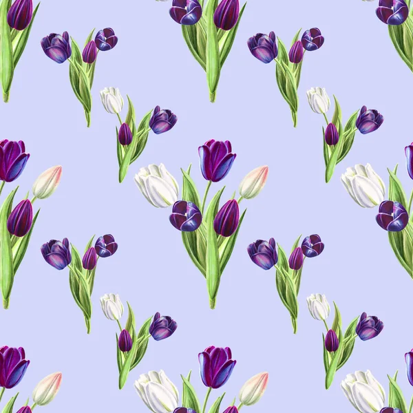 tulips background illustration, seamless pattern