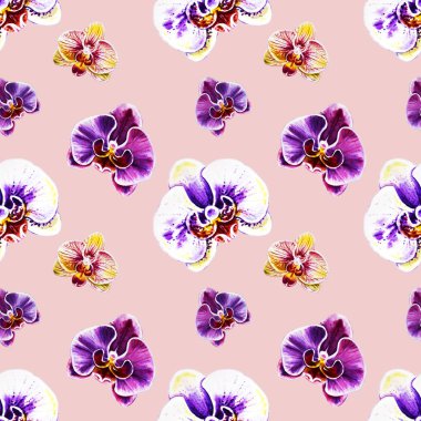 Suluboya orkide çiçekleri ile Seamless Modeli 