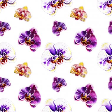 Suluboya orkide çiçekleri ile Seamless Modeli 