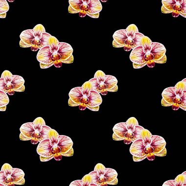 Suluboya orkide çiçekleri ile Seamless Modeli 