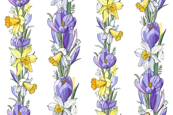Стокові Векторні Квіткові Безшовні Текстури Весняних Квітів Нескінченний Візерунок Синіх — стоковий вектор