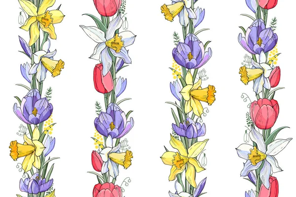 Vecteur Stock Texture Florale Sans Couture Fleurs Printemps Modèle Sans — Image vectorielle