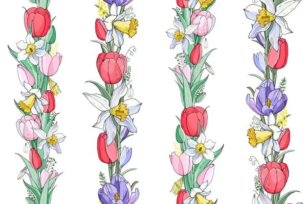 Διάνυσμα Του Αποθέματος Floral Απρόσκοπτη Υφή Από Λουλούδια Άνοιξη Ατελείωτο — Διανυσματικό Αρχείο