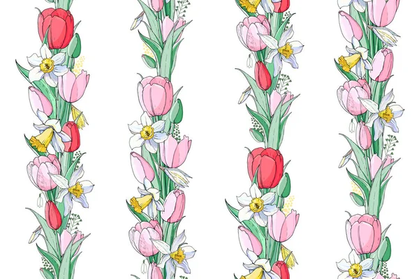 Стокові Векторні Квіткові Безшовні Текстури Весняних Квітів Нескінченний Візерунок Рожевих — стоковий вектор