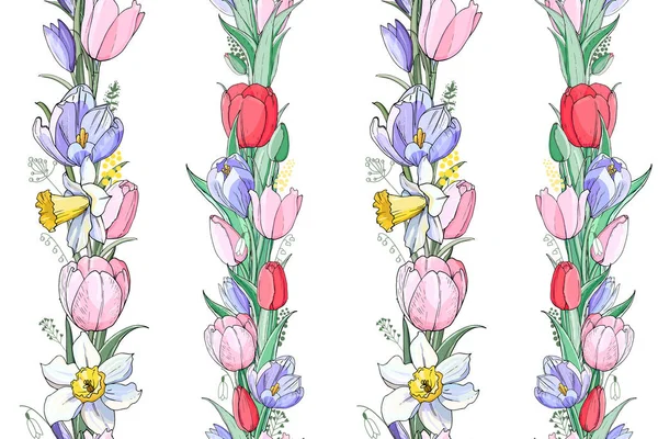 Vecteur Stock Texture Florale Sans Couture Fleurs Printemps Modèle Sans — Image vectorielle