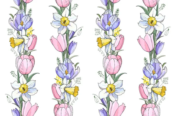 Stock Vector Florale Nahtlose Textur Aus Frühlingsblumen Endlose Muster Aus — Stockvektor