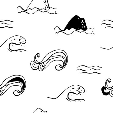Beyaz zeminüzerinde deniz deniz mürekkep doodle koleksiyonu. Kusursuz desen. Sonsuz doku. Basılı malzemeler için kullanılabilir. Tatil tatil arka plan. Elle çizilmiş tasarım elemanları. Şenlikli baskı. 