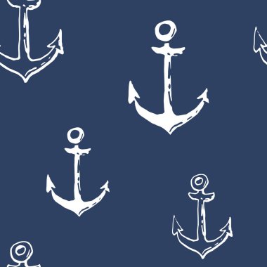 Mavi zemin üzerinde deniz deniz mürekkep doodle koleksiyonu. Çapa. Kusursuz desen. Sonsuz doku. Basılı malzemeler için kullanılabilir. Tatil tatil arka plan. Elle çizilmiş tasarım elemanları. Şenlikli baskı. 