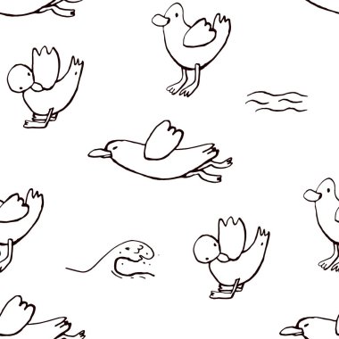 Beyaz zeminüzerinde deniz deniz mürekkep doodle koleksiyonu. Kusursuz desen. Sonsuz doku. Basılı malzemeler için kullanılabilir. Tatil tatil arka plan. Elle çizilmiş tasarım elemanları. Şenlikli baskı. 