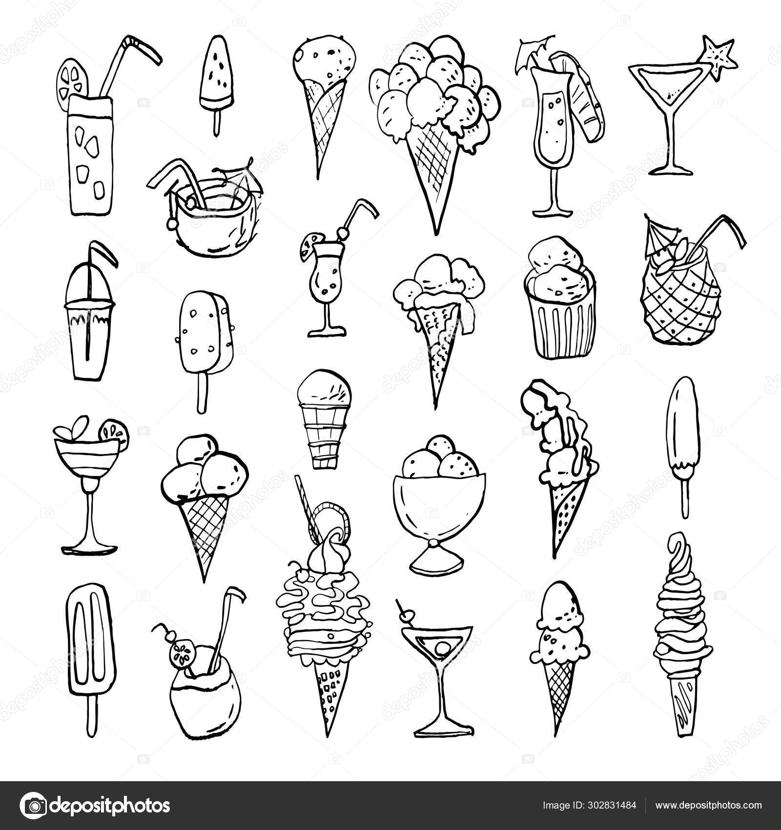 images Ice Cream Dessert Cute Food Drawings cold dessert ink doodles vector stock set cool ice cream vector image by c dikkiddivo vector stock 302831484