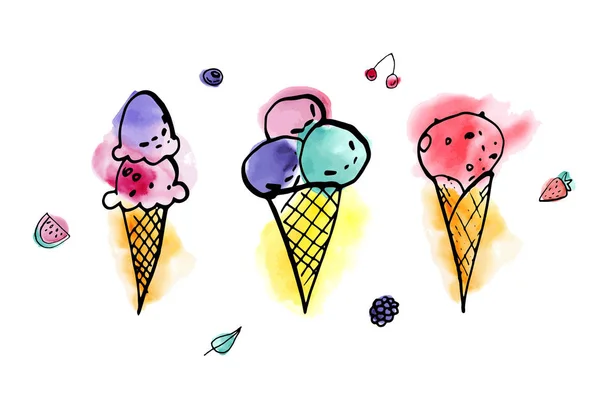Vector Illustration Ice Cream Set — Stock Vector
