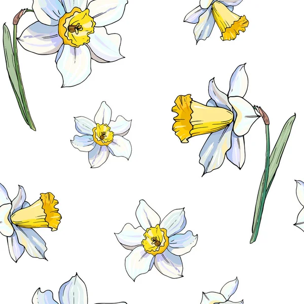 Illustration Vectorielle Fleurs Narcisse Fleurs Fond Floral — Image vectorielle