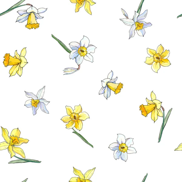 Illustration Vectorielle Fleurs Narcisse Fleurs Fond Floral — Image vectorielle