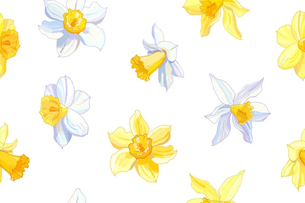 Vector Illustratie Van Bloeiende Narcissen Bloemen Set Bloemen Achtergrond — Stockvector