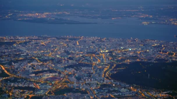 Vista Aerea Del Centro Lisbona Portogallo Entrambe Rive Del Fiume — Video Stock
