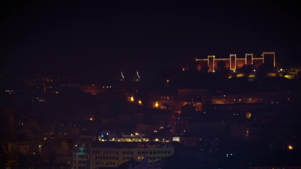 Het Moorse Kasteel Saint George Bezet Een Heuveltop Met Uitzicht — Stockvideo