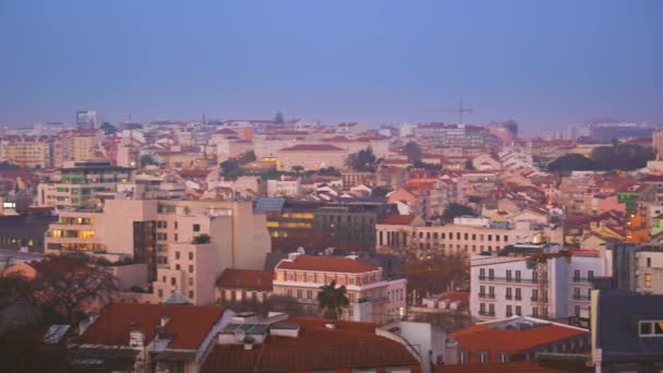 Vista Panorámica Azotea Del Casco Antiguo Lisboa Desde Mirador Principe — Vídeo de stock