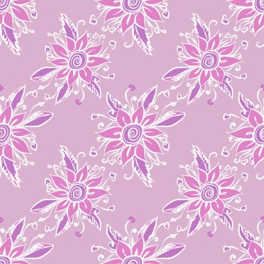 Elle çizilmiş çiçeklerle kusursuz desen