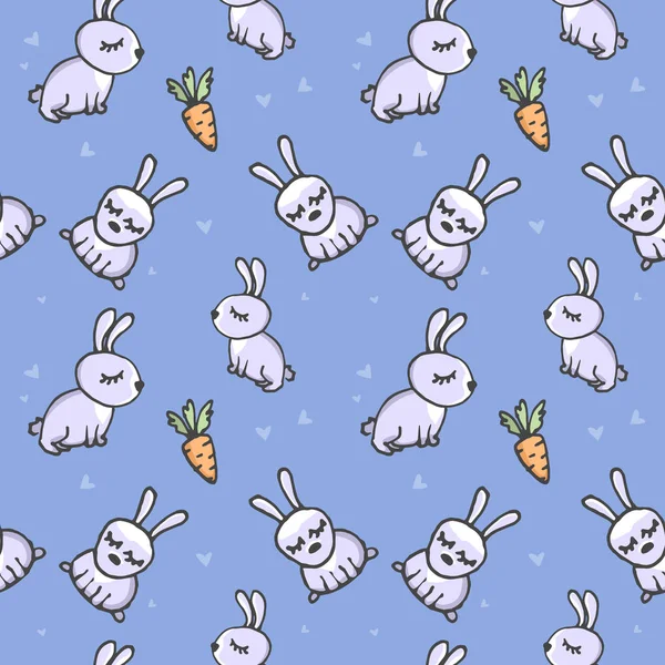 Conejos Zanahorias Patrón Sin Costura — Vector de stock