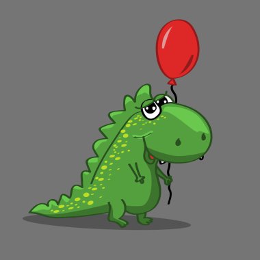 dinozor balon çizim ile