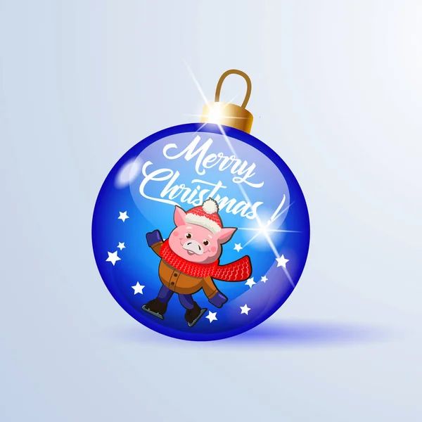 豚とブルーのクリスマス グッズ — ストックベクタ