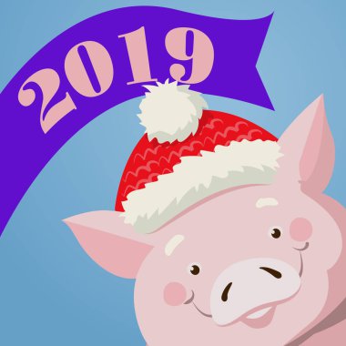 Yeni yıl kartı ile şirin domuz