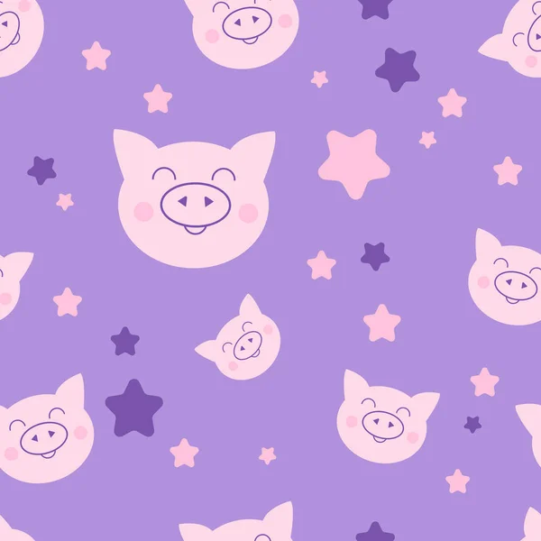 可爱的猪无缝的样式例证 — 图库矢量图片