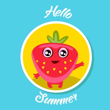 şirin çilek vektör çizim