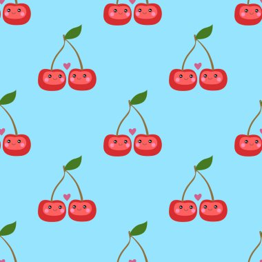 sevimli kiraz vektör dikişsiz desen