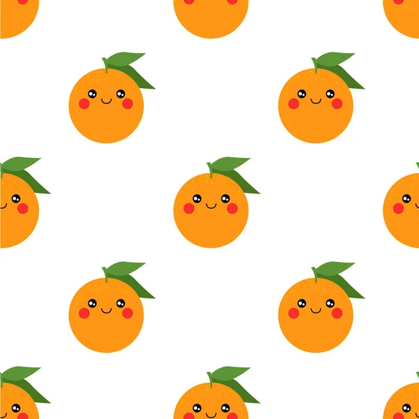 Aranyos Narancs Gyümölcsök Vektor Varrat Nélküli Minta — Stock Vector