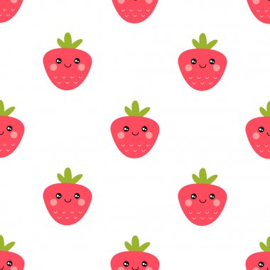 sevimli Çilek dikişsiz vektör deseni